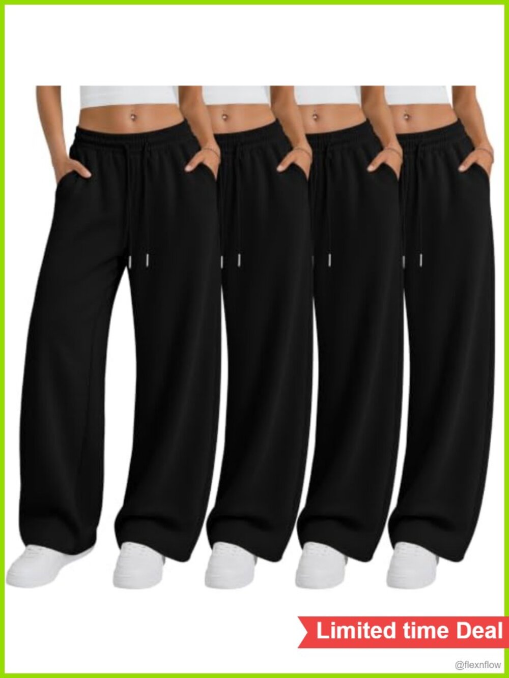 Wide Leg Baggy Sweatpants for Women 4 Pack with Pockets